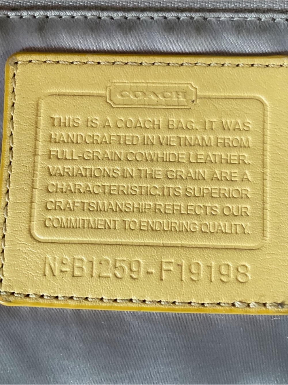 Coach 2012 Signature Patent Leather Tote in Canary Yellow (Flaws) - Picture 9 of 15